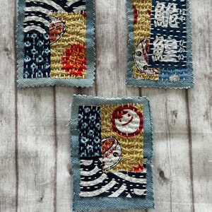 Boro Sashiko Patch Japanese Fabric Collage Mending Stitches Patch