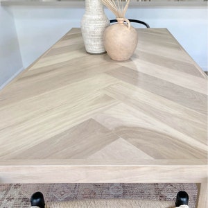 White Oak Single Herringbone Dining Table, Metal & Wood Leg Options, Rectangle Top, Modern Kitchen or Nook, Made to Order image 2