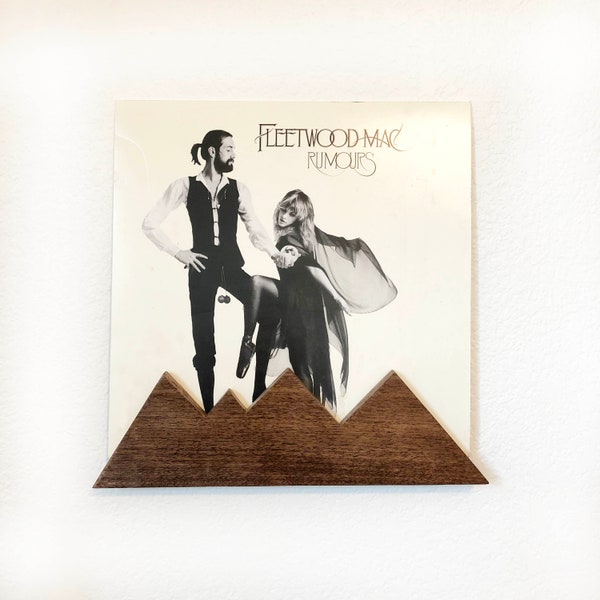 Wall Mounted Record Holder, Single Record, Now Playing Vinyl Record Display, Mountain Shelf, Solid White Oak or Walnut Wood, Made to Order