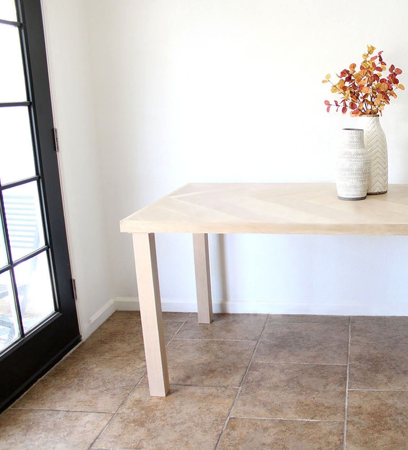 White Oak Single Herringbone Dining Table and Matching Bench, White Oak Wood 4-post Legs, Dining Table & Bench Set, Made to Order image 4