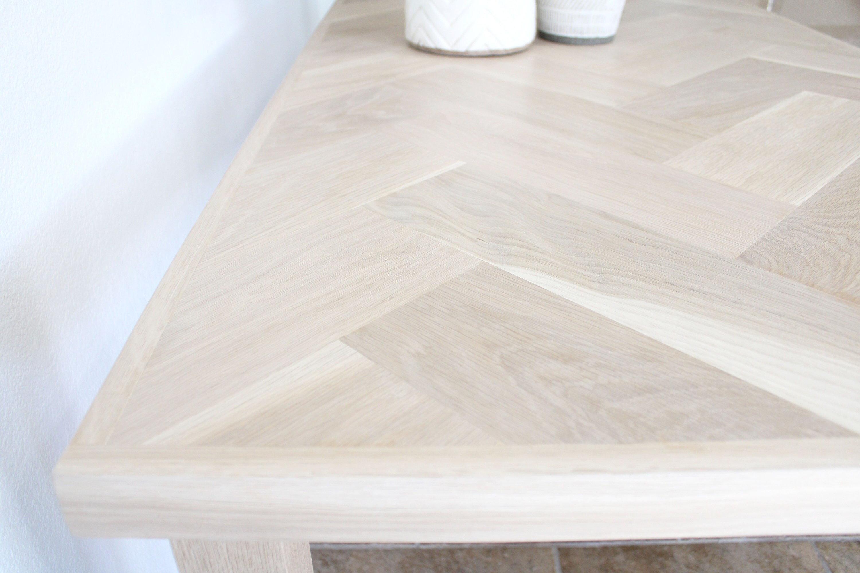 White Oak Herringbone Dining TableDining Table With Metal Etsy