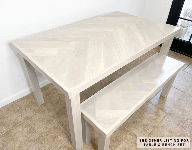 White Oak Single Herringbone Dining Table, Metal & Wood Leg Options, Rectangle Top, Modern Kitchen or Nook, Made to Order image 10