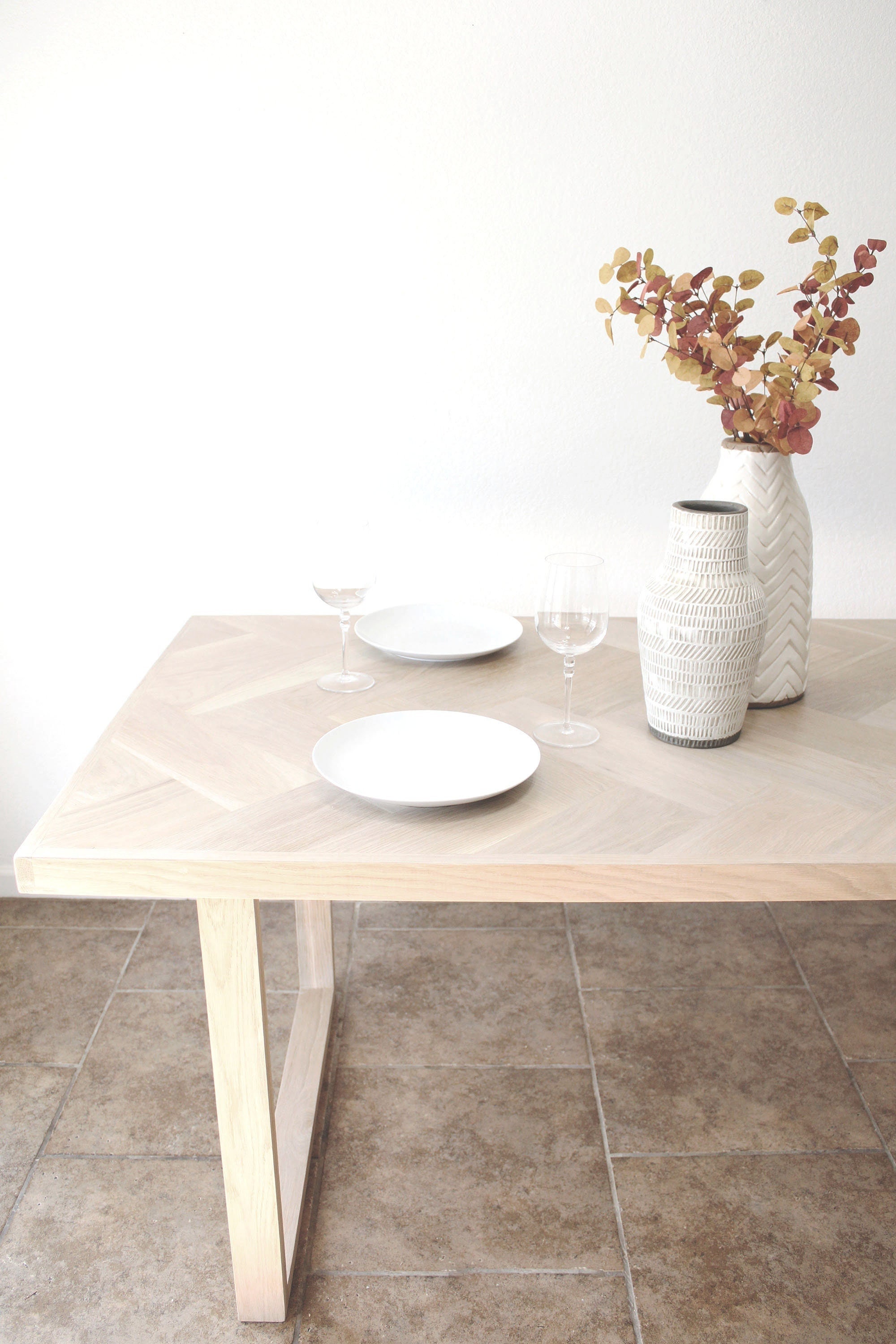 【LIFE FURNITURE 】HERRINGBONE TABLE Herringbone Pattern Outdoor Table – Rough Sawn Wood Crafts