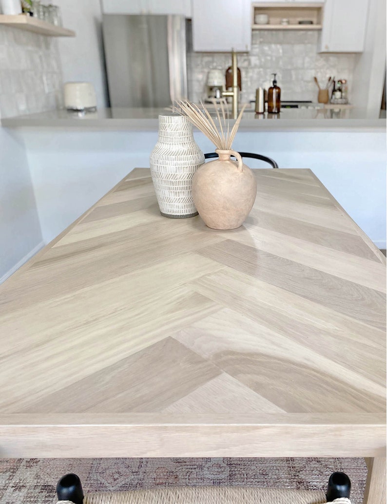 White Oak Single Herringbone Dining Table, Metal & Wood Leg Options, Rectangle Top, Modern Kitchen or Nook, Made to Order image 2