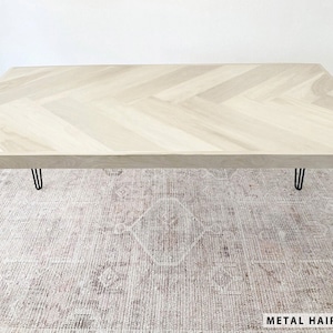 White Oak Single Herringbone Dining Table, Metal & Wood Leg Options, Rectangle Top, Modern Kitchen or Nook, Made to Order image 4