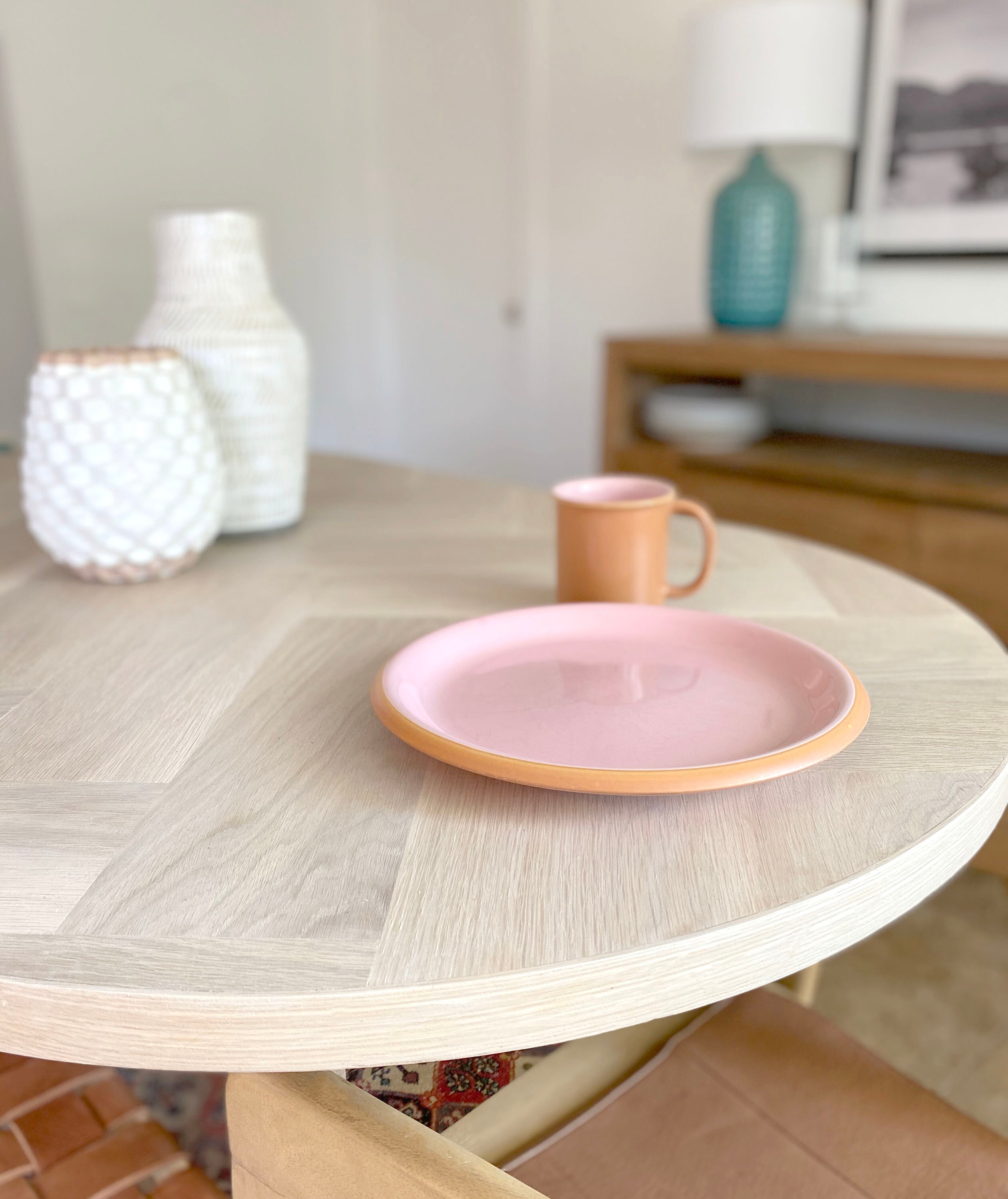 Oval White Oak Herringbone Dining Table, Cross X-shaped Pedestal Wood ...
