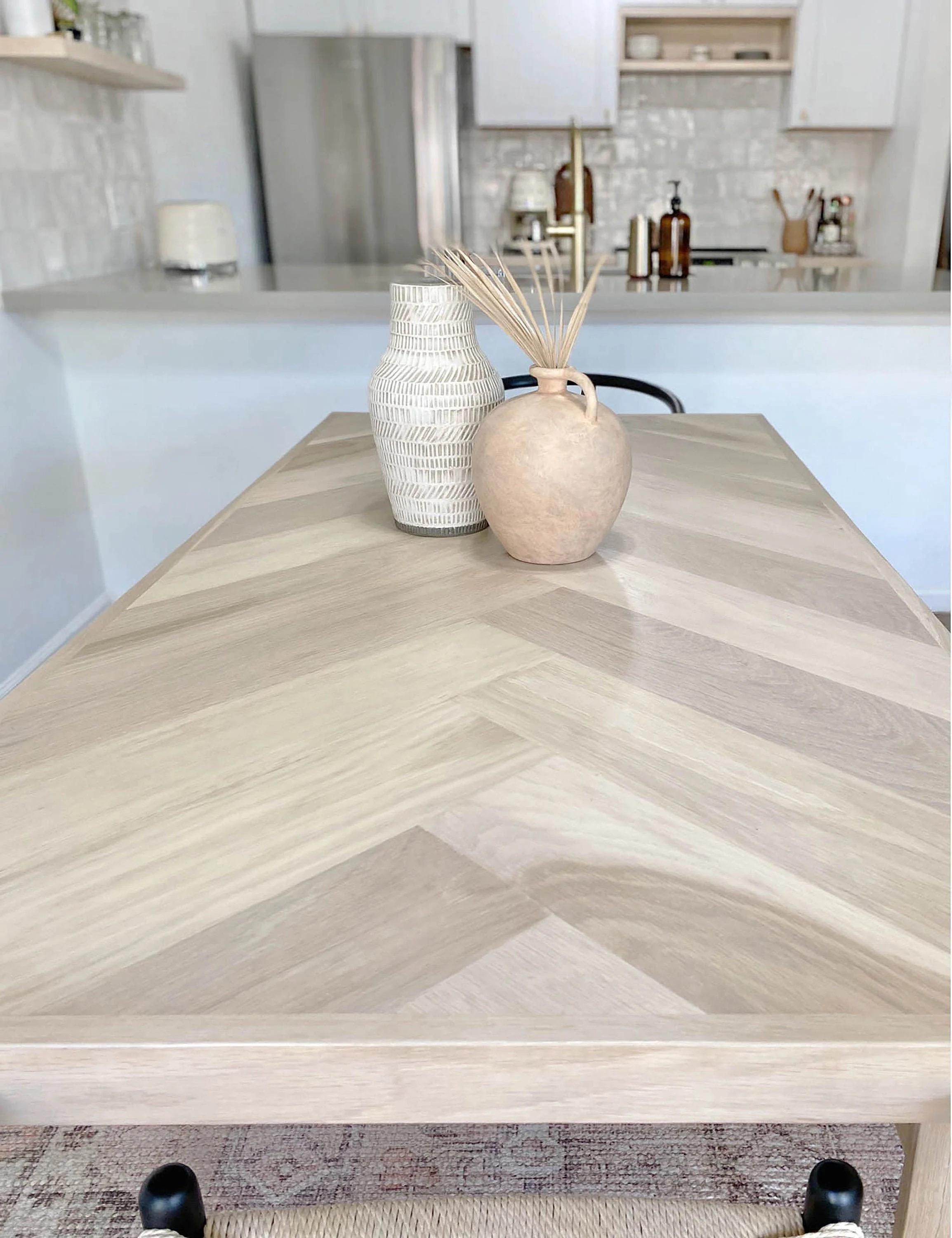 White Oak Single Herringbone Dining Table Metal or Wood Legs Rectangle Top Modern Farmhouse Kitchen Nook Banquette Made to Order Etsy