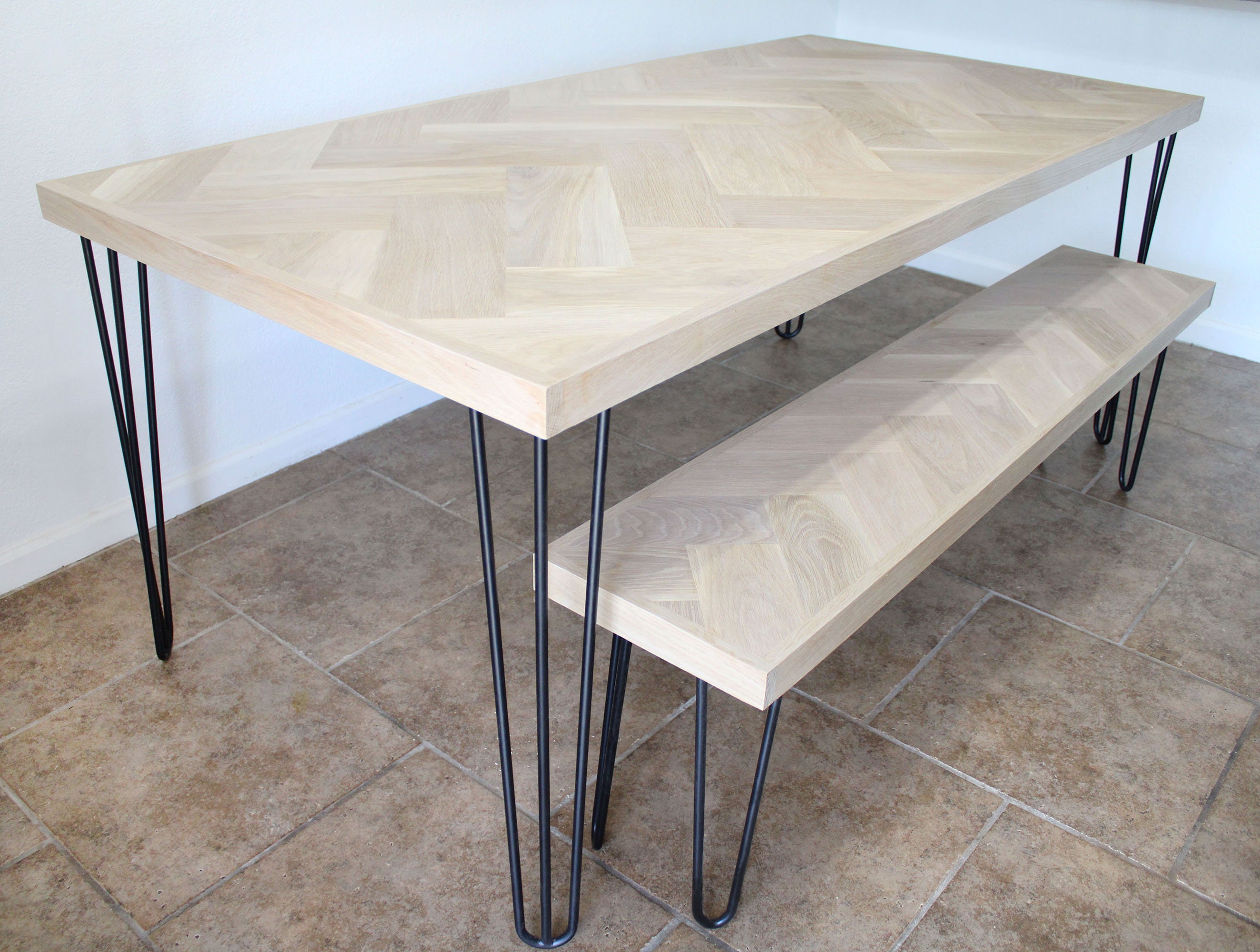 White Oak Double Herringbone Dining TableDining Table W/ Etsy