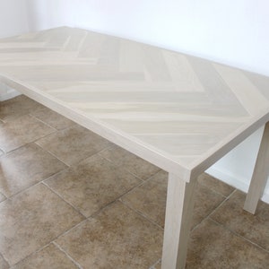 White Oak Single Herringbone Dining Table, Metal & Wood Leg Options, Rectangle Top, Modern Kitchen or Nook, Made to Order image 7