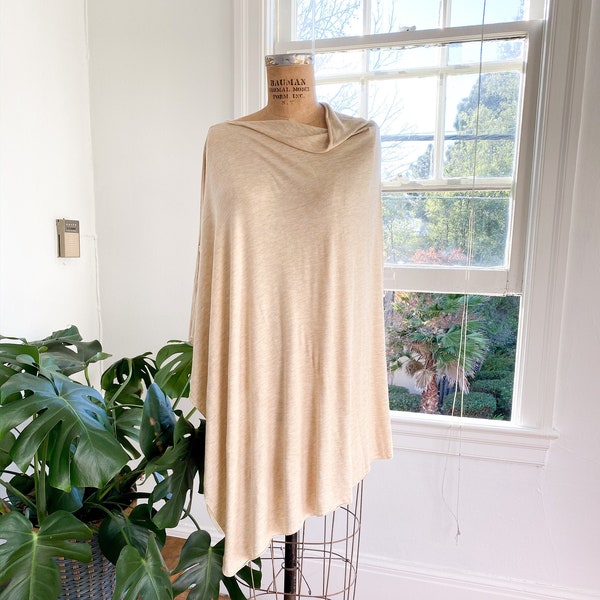 Stylish oatmeal nursing poncho. An alternative to a traditional nursing top.