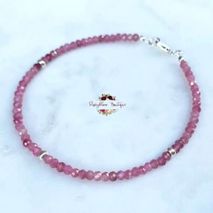 PINK TOURMALINE Clasp Bracelet-3mm Grade A Natural Pink Tourmaline Gemstone-Minimalist Bracelet-Dainty Bracelet-Delicate Bracelet-Crystal