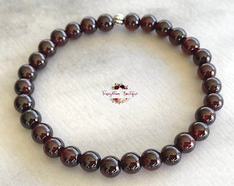 GARNET Bracelet-5.5mm Grade AA Genuine Chesapeake Garnet-January Birthstone Bracelet-Natural Red Garnet-Gemstone Bracelet-Crystal Bracelet