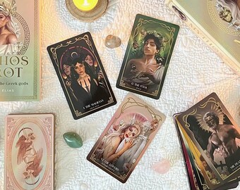 Mythos Tarot | 78-Card Deck with Guidebook | 22 Major & 56 Minor Arcana | Greek Gods Tarot | Divination and Reading Cards | Spiritual Gift