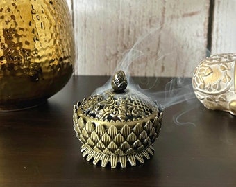 Incense Burner-Mini Lotus Incense Burner-Resin Burner-Loose Incense-Incense Cone Burner-Charcoal Burner-Antique Bronze Burner-Smudging