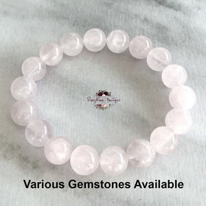 ROSE QUARTZ Bracelet-10mm Grade A Genuine Rose Quartz-Gemstone Bracelet-Beaded Bracelet-Stretch Bracelet-Crystal Bracelet-Love Bracelet