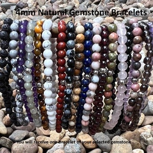 4mm Gemstone Bracelet-Beaded Bracelet-Crystal Bracelet-Stack Bracelet-Stretch Bracelet-Healing Bracelet-Minimalist Bracelet-Natural Gemstone