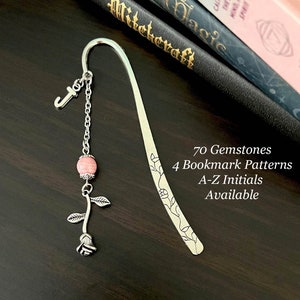 ROSE Gemstone Bookmark-Crystal Bookmark-Personalised Bookmark-Charm Bookmark-Metal Bookmark-Personalised Gift-Flower Bookmark-Gifts For Her