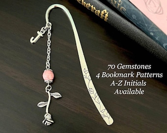 ROSE Gemstone Bookmark-Crystal Bookmark-Personalised Bookmark-Charm Bookmark-Metal Bookmark-Personalised Gift-Flower Bookmark-Gifts For Her