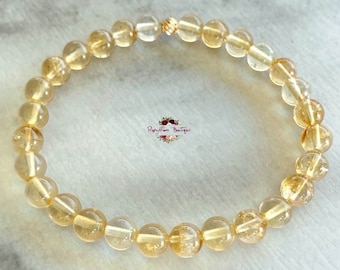 CITRINE Bracelet-6mm Grade AA Genuine Unheated Citrine-November Birthstone-Gemstone Bracelet-Stretch Bracelet-Yellow Crystal Bracelet