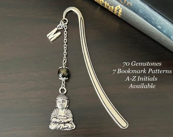 BUDDHA Gemstone Bookmark-Buddha Bookmark-Crystal Bookmark-Personalised Bookmark-Metal Bookmark-Natural Stone-Religion-Spiritual-Gift-Present