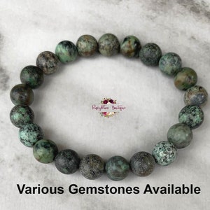 AFRICAN TURQUOISE Bracelet-8mm Genuine Natural African Turquoise-Turquoise Bracelet-Turquoise Jasper Bracelet-Turquoise Gemstone Bracelet-L2