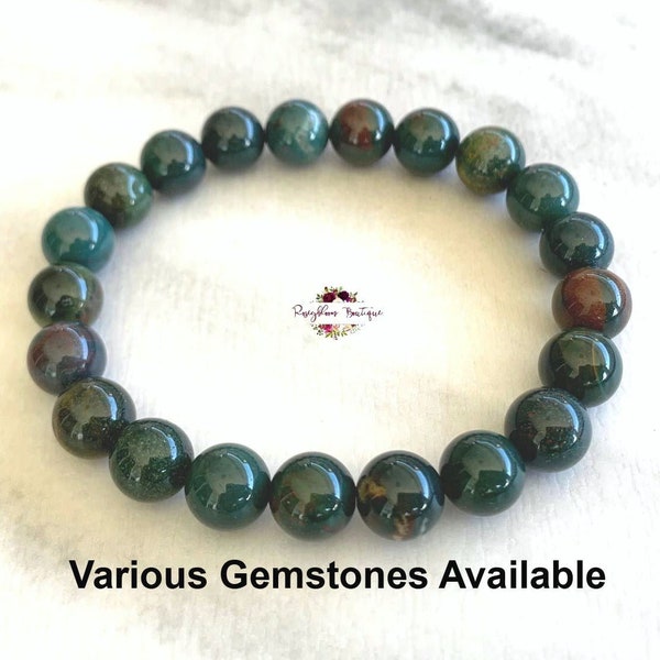 BLOODSTONE Bracelet-8mm Genuine Indian Bloodstone-Natural Bloodstone-Bloodstone Jewellery-Men Bracelet-Women Bracelet-Heliotrope Bead