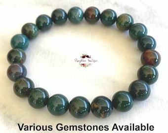 BLOODSTONE Bracelet-8mm Genuine Indian Bloodstone-Natural Bloodstone-Bloodstone Jewellery-Men Bracelet-Women Bracelet-Heliotrope Bead