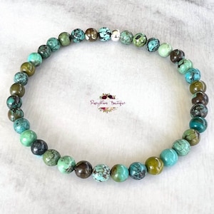 HUBEI TURQUOISE Bracelet-4mm Natural Stabilised Undyed Hubei Turquoise-Crystal Bracelet-Dainty Bracelet-Beaded Bracelet-Slim Bracelet