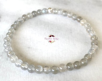 LABRADORITE Bracelet-4mm Grade AA Genuine Natural Labradorite Crystal-Dainty Bracelet-Minimalist Bracelet-Beaded Bracelet-Slim Bracelet