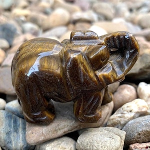 TIGER EYE Elephant-50mm Small Natural Tiger Eye Elephant-Crystal Elephant-Animal Totem-Crystal Animal-Gemstone Elephant-Spirit Animal