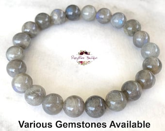LABRADORITE Bracelet-8mm Grade AB Genuine Labradorite-Gemstone Bracelet-Crystal Braceet-Bead Bracelet-Stretch Bracelet-Natural Labradorite