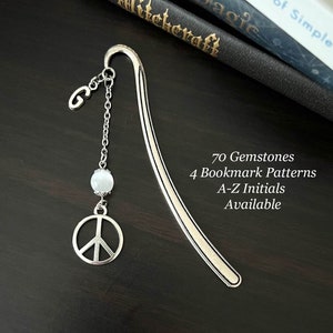 PEACE Gemstone Bookmark-Crystal Bookmark-Personalised Bookmark-Charm Bookmark-Metal Bookmark-Personalised Gift-Teacher Gift-Peace Bookmark