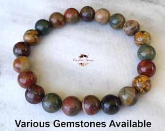 ピカソ ジャスパー 純正ブレスレット ~ 7 インチ ~ 8 mm ラウンド