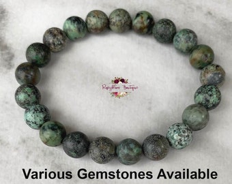 AFRICAN TURQUOISE Bracelet-8mm Genuine Natural African Turquoise-Turquoise Bracelet-Turquoise Jasper Bracelet-Turquoise Gemstone Bracelet-L2