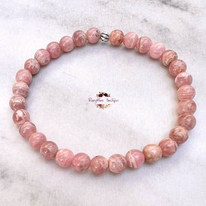 ARGENTINA RHODOCHROSITE Bracelet-6mm Grade AB Genuine Argentina Rhodochrosite-Gemstone Bracelet-Crystal Bracelet-Natural Rhodochrosite