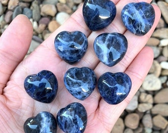 SODALITE Heart-20mm Mini Natural Sodalite Puffy Heart-Heart Crystal-Tumbled Stone-Sodalite Stone-Heart Shaped-Polished Stone-Carved Gemstone