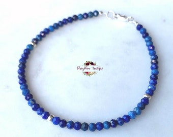 LAPIS LAZULI Clasp Bracelet-3mm Grade A Natural Lapis Lazuli Gemstone-Minimalist Bracelet-Dainty Bracelet-Delicate Bracelet-14k Gold Filled