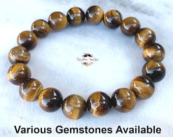 TIGER EYE Bracelet-10mm Grade A Genuine Tiger Eye Gemstone-Men Bracelet-Natural Tiger Eye-Lucky Bracelet-Stone Bracelet-Beaded Bracelet