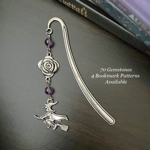 WITCH & ROSE Gemstone Bookmark-Crystal Bookmark-Witch Bookmark-Rose Bookmark-Metal Bookmark-Teacher Gifts-Book Accessories-Witchcraft