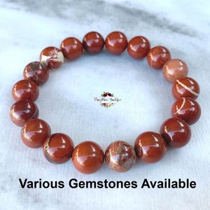 RED JASPER Bracelet-10mm Genuine Red Jasper Gemstone-Men Gemstone Bracelet-Red Stone Bracelet-Natural Stone Bracelet-Natural Red Jasper