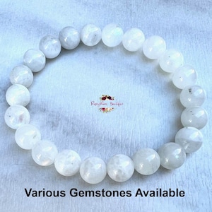 RAINBOW MOONSTONE Bracelet-8mm Grade A Genuine Rainbow Moonstone-Natural White Labradorite Bracelet-Gemstone Beaded Bracelet