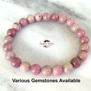 RHODOCHROSITE Bracelet-8mm Genuine Rhodochrosite-Rhodochrosite Gemstone-Natural Rhodochrosite-Beaded Bracelet-Pink Stone-Stone Bracelet