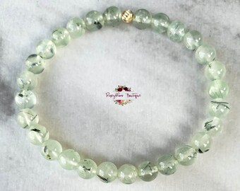 PREHNITE Bracelet-6mm Grade A Genuine Prehnite-Gemstone Bracelet-Crystal Bracelet-Bead Bracelet-Stretch Bracelet-Natural Green Prehnite