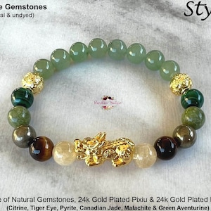 Feng Shui Pixiu & Mixed Gemstones Wealth Luck Protection Bracelet-Pixiu Bracelet-Good Luck Bracelet-Attract Money Bracelet-Crystal Gift-L1