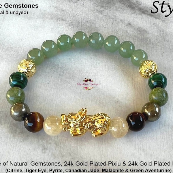 Feng Shui Pixiu & Mixed Gemstones Wealth Luck Protection Bracelet-Pixiu Bracelet-Good Luck Bracelet-Attract Money Bracelet-Crystal Gift-L1