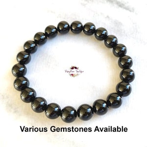 BLACK TOURMALINE Bracelet-8mm Grade A Genuine Black Tourmaline Gemstone-Tourmaline Bracelet-Black Bracelet-Natural Black Tourmaline