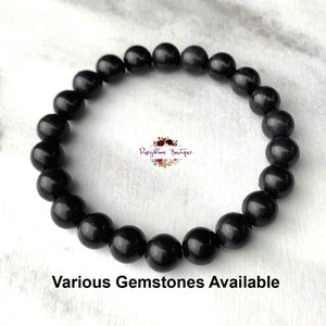 SHUNGITE Bracelet-8mm Genuine Shungite-Natural Shungite-EMF Protection Bracelet-Bead Bracelet-Gemstone Bracelet-Crystal Bracelet-Black Stone