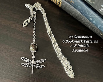 DRAGONFLY Gemstone Bookmark-Dragonfly Bookmark-Crystal Bookmark-Personalised Bookmark-Charm Bookmark-Metal Bookmark-Teacher Gift-Accessories