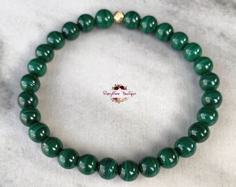 MALACHITE Bracelet-6mm Grade AA Genuine Malachite-Malachite Bead-Green Stone Bracelet-Malachite Jewelry-Malachite Gemstone-Natural Malachite
