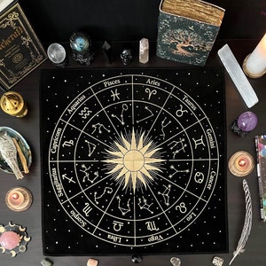 Sternzeichen Astrologie Sonne Tarot Tuch-Tarot Spruchtuch-Orakel Karte Mat-Tarot Lesetuch-Tarot Tischdecke-Altar Tuch-Wahrsagungs Werkzeug-Wildleder